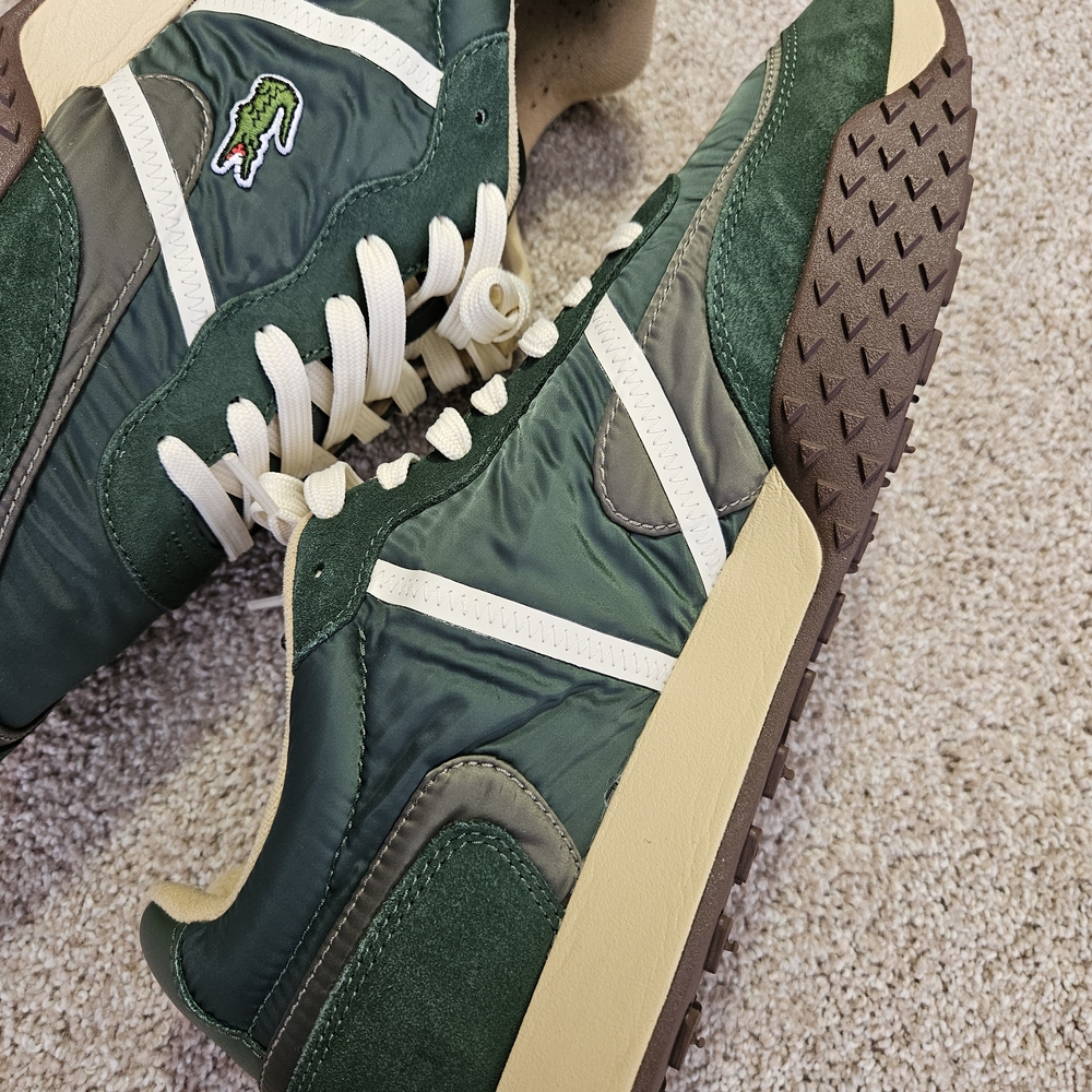 Lacoste L-spin Delux 3.0 Green Nylon & Suede Running Sneakers sz 12 No Box - Picture 3 of 14